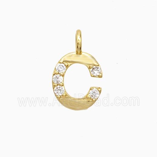 Copper Letter-C Pendant Pave Zirconia Gold Plated