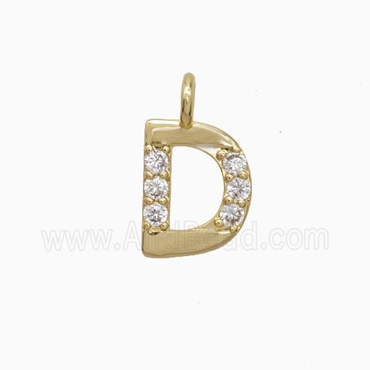 Copper Letter-D Pendant Pave Zirconia Gold Plated