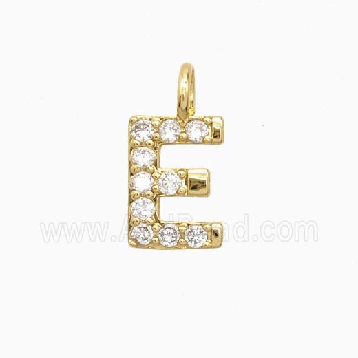 Copper Letter-E Pendant Pave Zirconia Gold Plated
