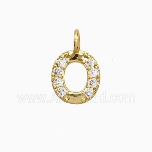 Copper Letter-O Pendant Pave Zirconia Gold Plated