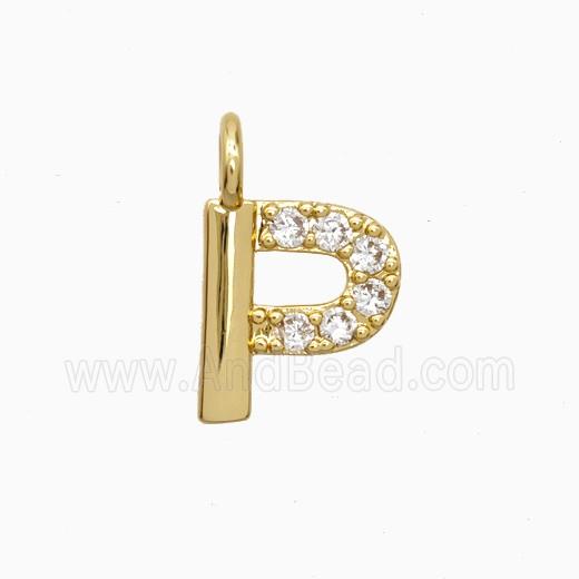 Copper Letter-P Pendant Pave Zirconia Gold Plated