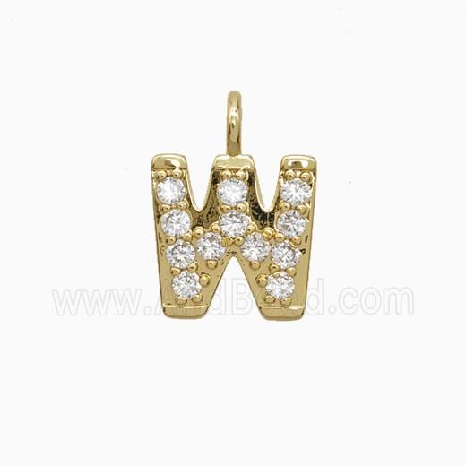 Copper Letter-W Pendant Pave Zirconia Gold Plated