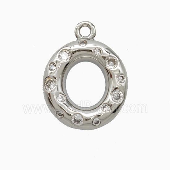 Copper Letter-O Pendant Pave Zirconia Platinum Plated