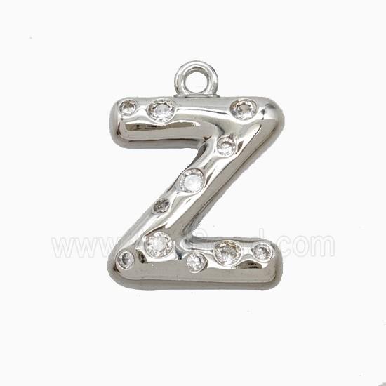 Copper Letter-Z Pendant Pave Zirconia Platinum Plated