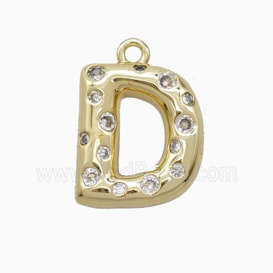 Copper Letter-D Pendant Pave Zirconia Gold Plated