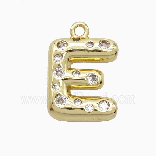 Copper Letter-E Pendant Pave Zirconia Gold Plated