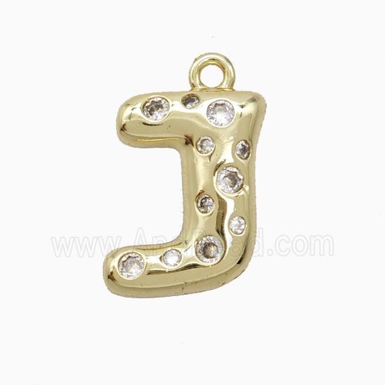 Copper Letter-J Pendant Pave Zirconia Gold Plated