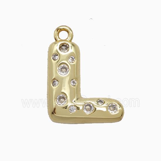 Copper Letter-L Pendant Pave Zirconia Gold Plated