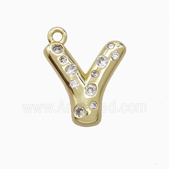 Copper Letter-Y Pendant Pave Zirconia Gold Plated