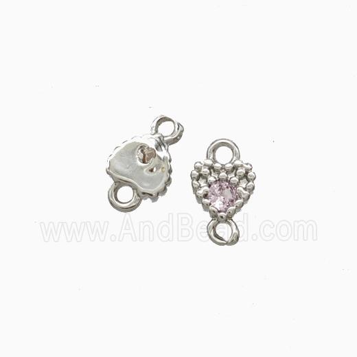 Copper Heart Connector Pave Zirocnia Platinum Plated