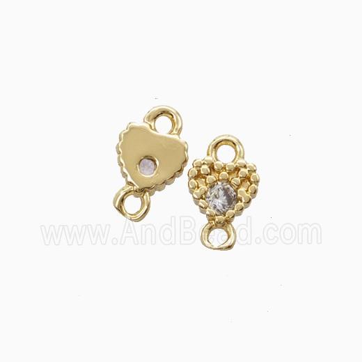 Copper Heart Connector Pave Zirocnia Gold Plated