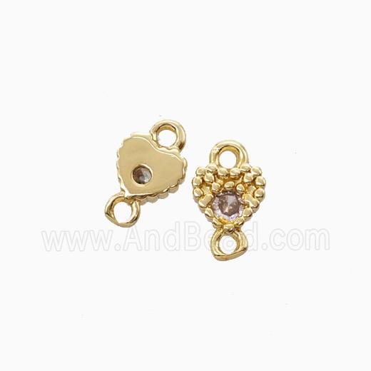 Copper Heart Connector Pave Zirocnia Gold Plated