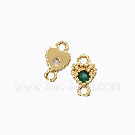 Copper Heart Connector Pave Zirocnia Gold Plated
