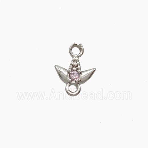 Copper Tulip Connector Pave Zirconia Platinum Plated