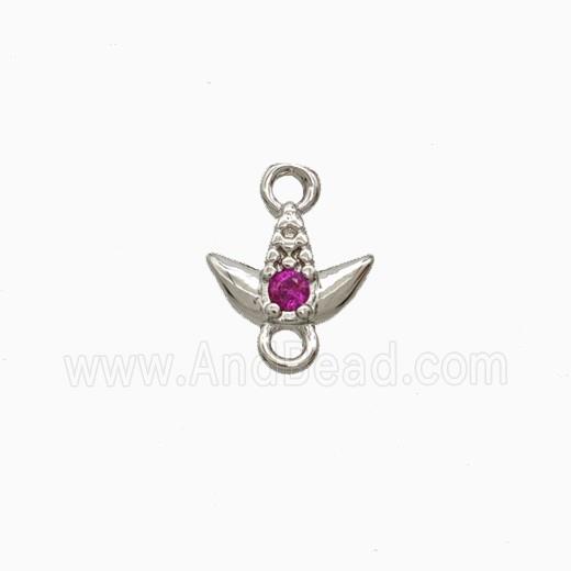 Copper Tulip Connector Pave Zirconia Platinum Plated