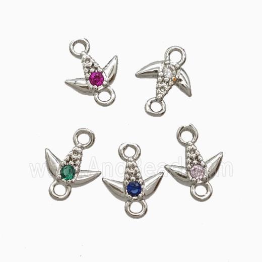 Copper Tulip Connector Pave Zirconia Platinum Plated Mixed