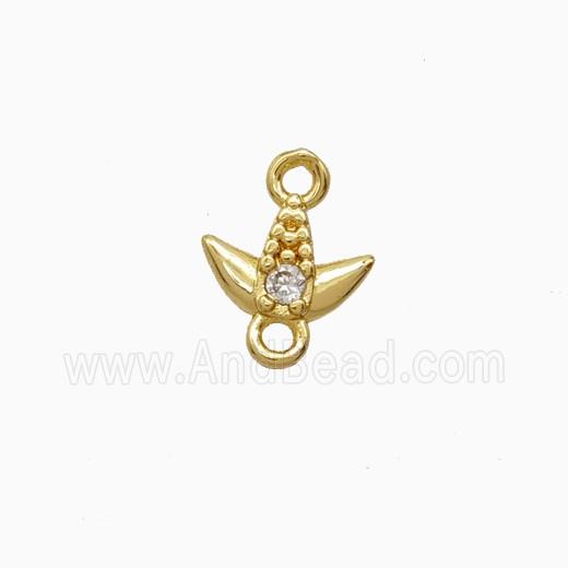 Copper Tulip Connector Pave Zirconia Gold Plated