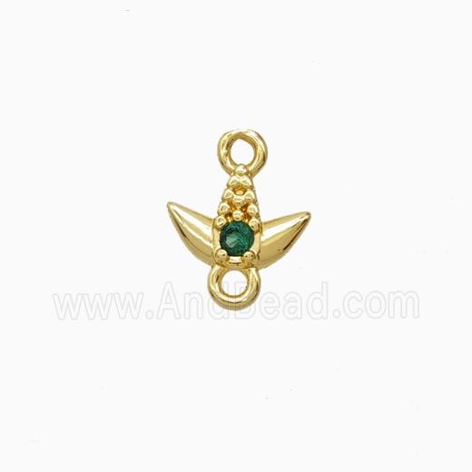 Copper Tulip Connector Pave Zirconia Gold Plated