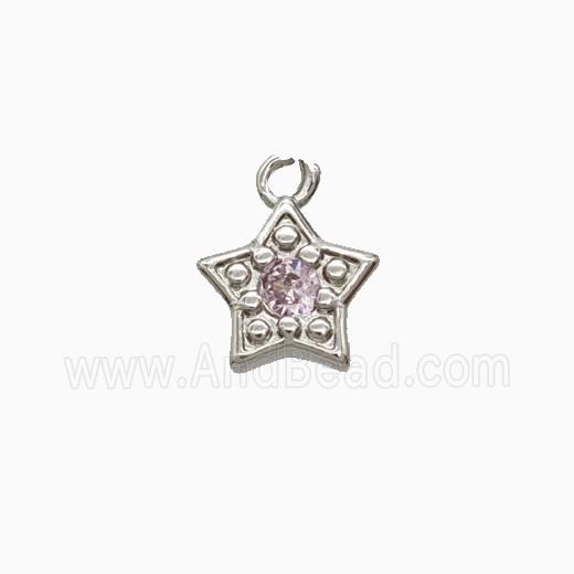 Copper Star Pendant Pave Zirconia Platinum Plated