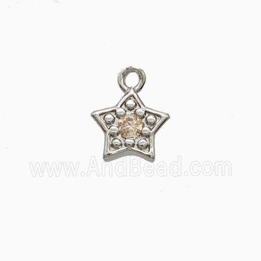 Copper Star Pendant Pave Zirconia Platinum Plated