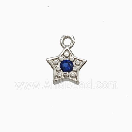 Copper Star Pendant Pave Zirconia Platinum Plated