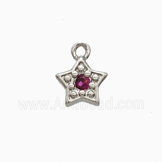Copper Star Pendant Pave Zirconia Platinum Plated