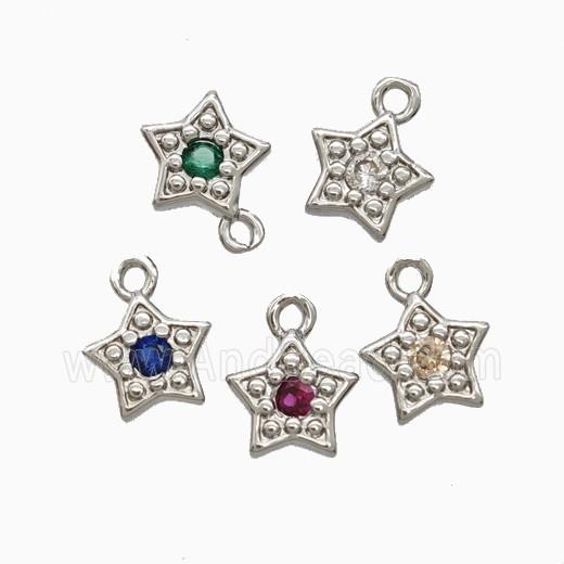 Copper Star Pendant Pave Zirconia Platinum Plated Mixed