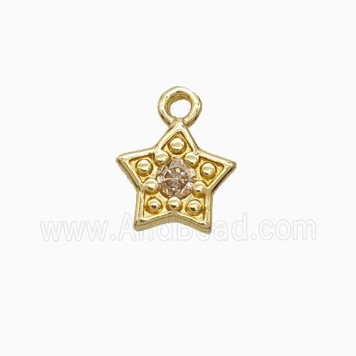 Copper Star Pendant Pave Zirconia Gold Plated