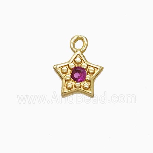 Copper Star Pendant Pave Zirconia Gold Plated