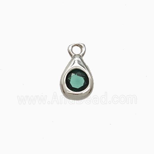 Copper Teardrop Pendant Pave Zirconia Platinum Plated