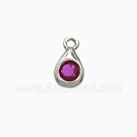 Copper Teardrop Pendant Pave Zirconia Platinum Plated