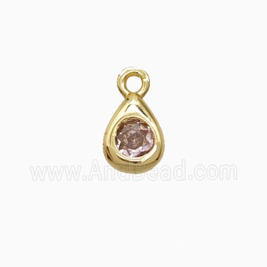 Copper Teardrop Pendant Pave Zirconia Gold Plated