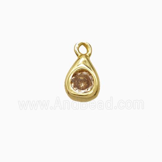 Copper Teardrop Pendant Pave Zirconia Gold Plated
