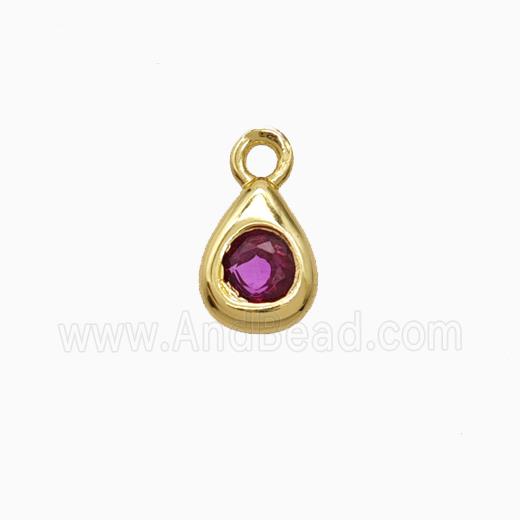 Copper Teardrop Pendant Pave Zirconia Gold Plated