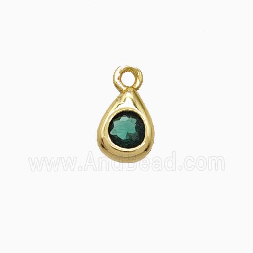 Copper Teardrop Pendant Pave Zirconia Gold Plated