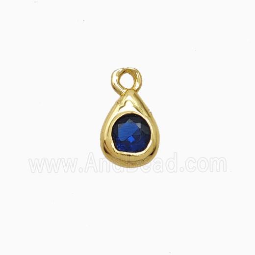 Copper Teardrop Pendant Pave Zirconia Gold Plated