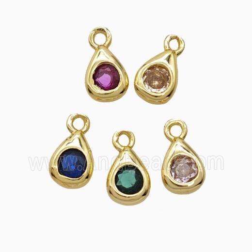 Copper Teardrop Pendant Pave Zirconia Gold Plated Mixed
