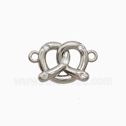 Copper Heart Pendant Pave Zirconia Platinum Plated