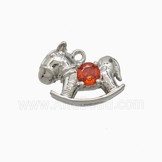 Copper Trojanhorse Pendant Pave Zirconia Platinum Plated