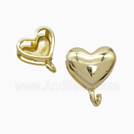 Copper Heart Pendant With Bail Gold Plated