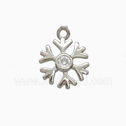 Copper Snowflake Pendant Pave Zirconia Platinum Plated