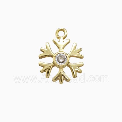 Copper Snowflake Pendant Pave Zirconia Gold Plated