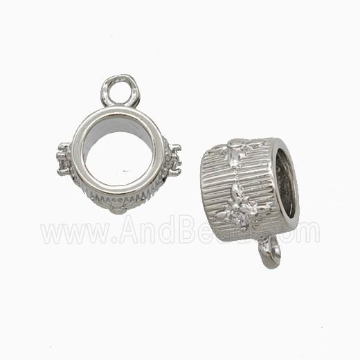 Copper Bail Pendant Pave Zirconia Platinum Plated