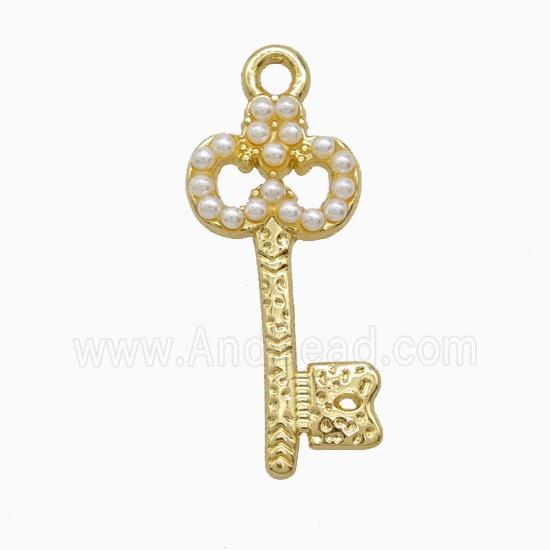 Copper Key Pendant Pave Resin Gold Plated