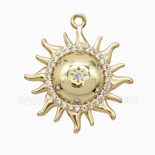 Copper Sun Pendant Pave Zirconia Gold Plated