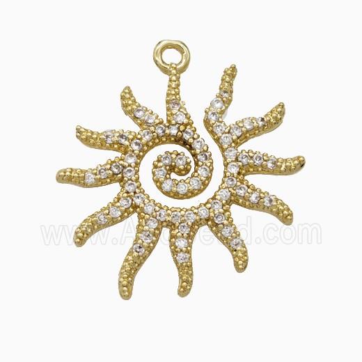 Copper Sun Pendant Pave Zirconia Gold Plated