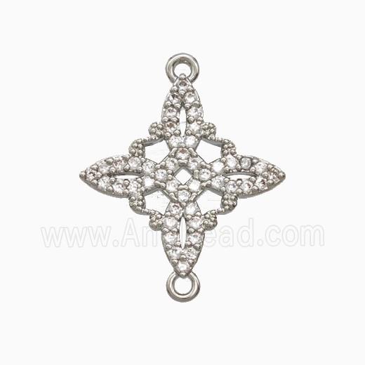Copper Witch Knot Connector Pave Zirconia Platinum Plated