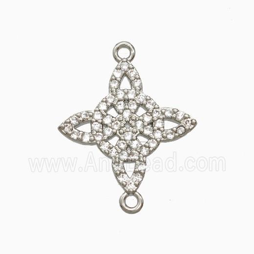 Copper Witch Knot Connector Pave Zirconia Platinum Plated