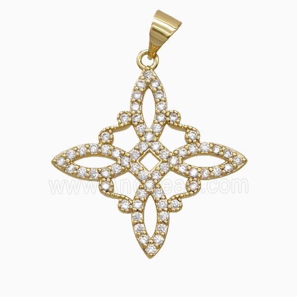 Copper Witch Knot Pendant Pave Zirconia Gold Plated