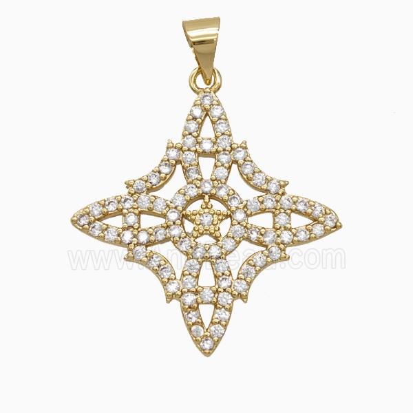 Copper Witch Knot Pendant Pave Zirconia Gold Plated